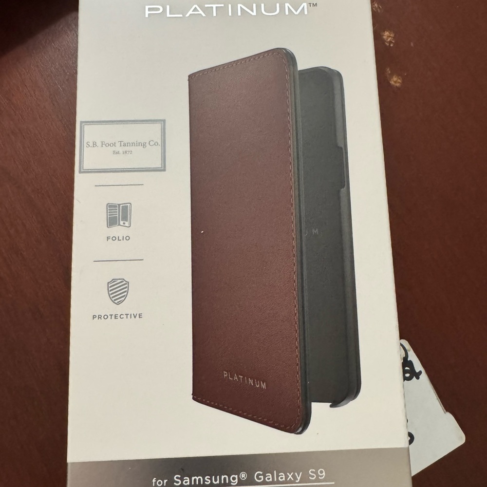 Brown Leather Folio Case for Samsung Galaxy S9